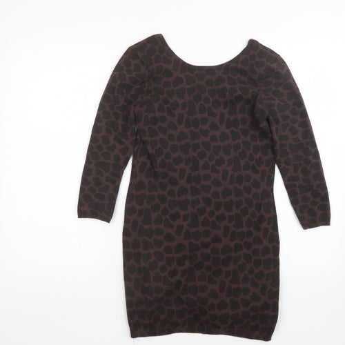 Red Herring Womens Brown Animal Print  Pullover Jumper Size 10