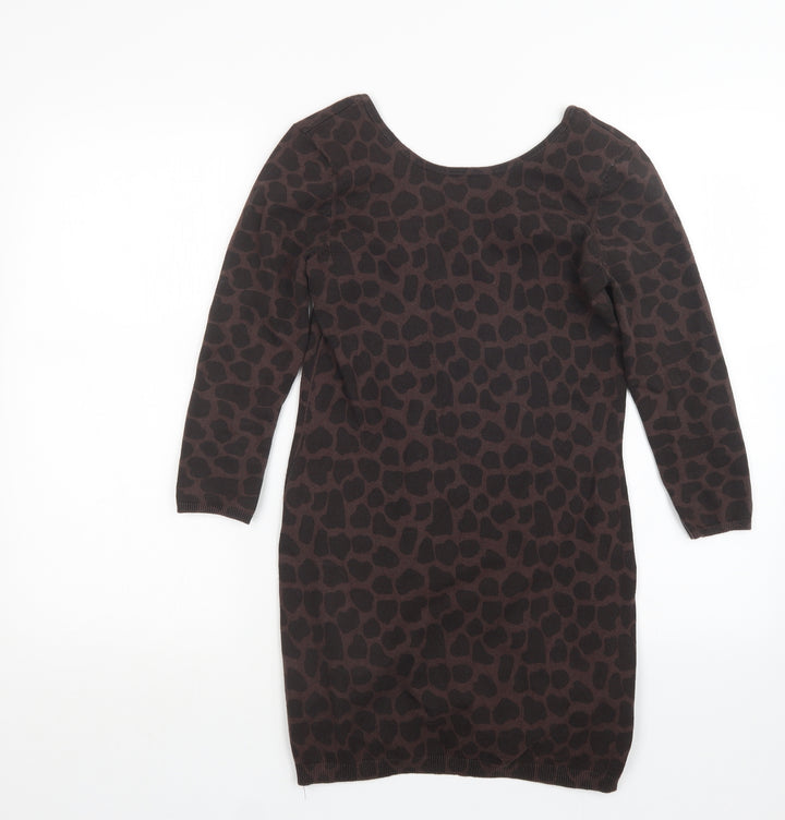 Red Herring Womens Brown Animal Print  Pullover Jumper Size 10