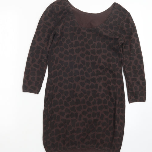 Red Herring Womens Brown Animal Print  Pullover Jumper Size 10