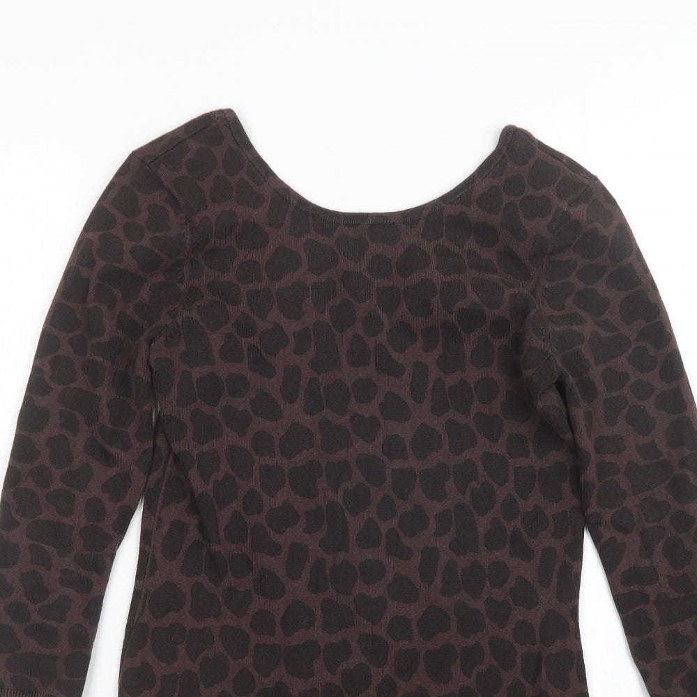 Red Herring Womens Brown Animal Print  Pullover Jumper Size 10
