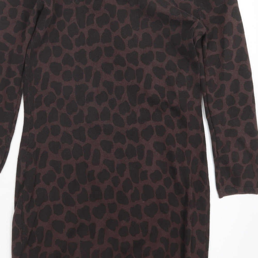 Red Herring Womens Brown Animal Print  Pullover Jumper Size 10