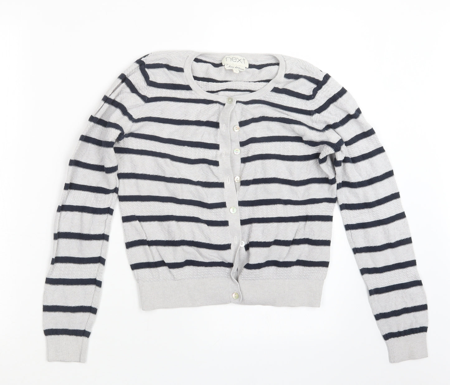 NEXT Womens Grey Striped  Cardigan Jumper Size 10