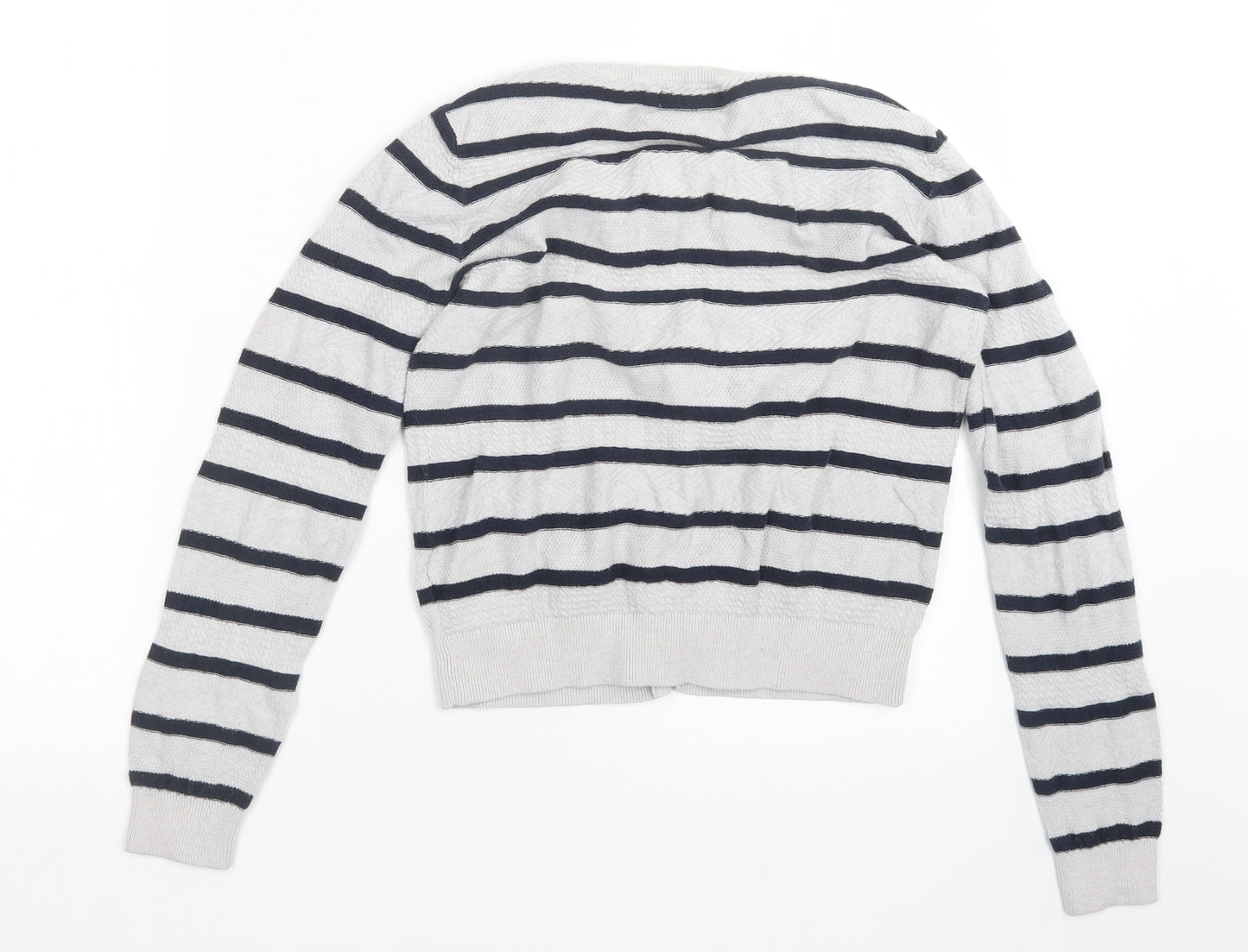 NEXT Womens Grey Striped  Cardigan Jumper Size 10