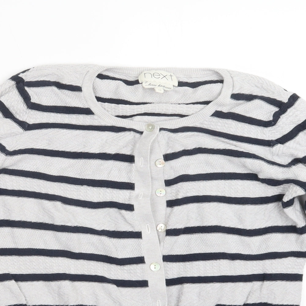 NEXT Womens Grey Striped  Cardigan Jumper Size 10