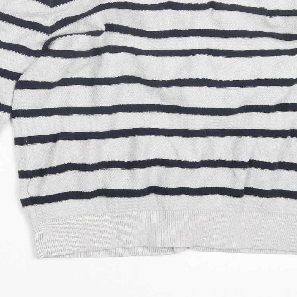 NEXT Womens Grey Striped  Cardigan Jumper Size 10