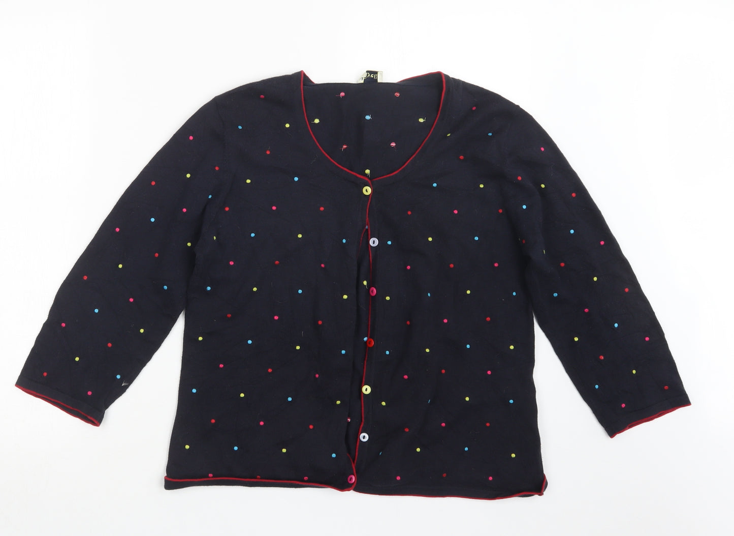 Viyella Womens Blue Polka Dot Knit Cardigan Jumper Size L