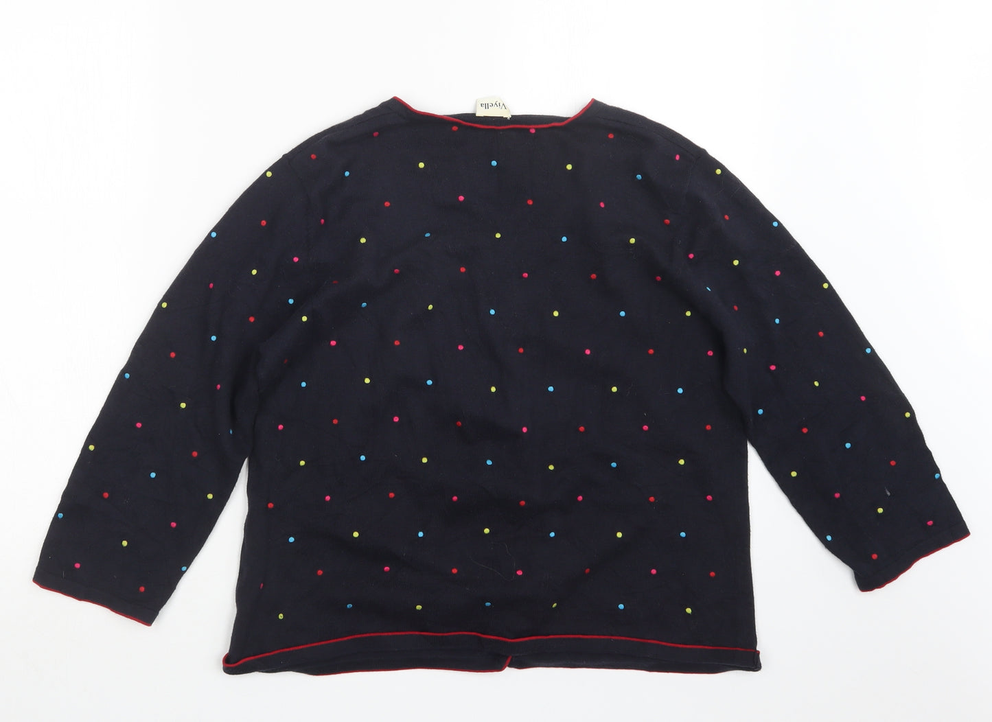 Viyella Womens Blue Polka Dot Knit Cardigan Jumper Size L