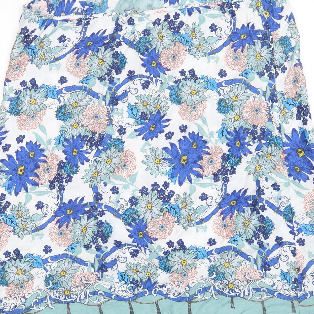 Matalan Womens Blue Geometric  Top Pyjama Set Size 18