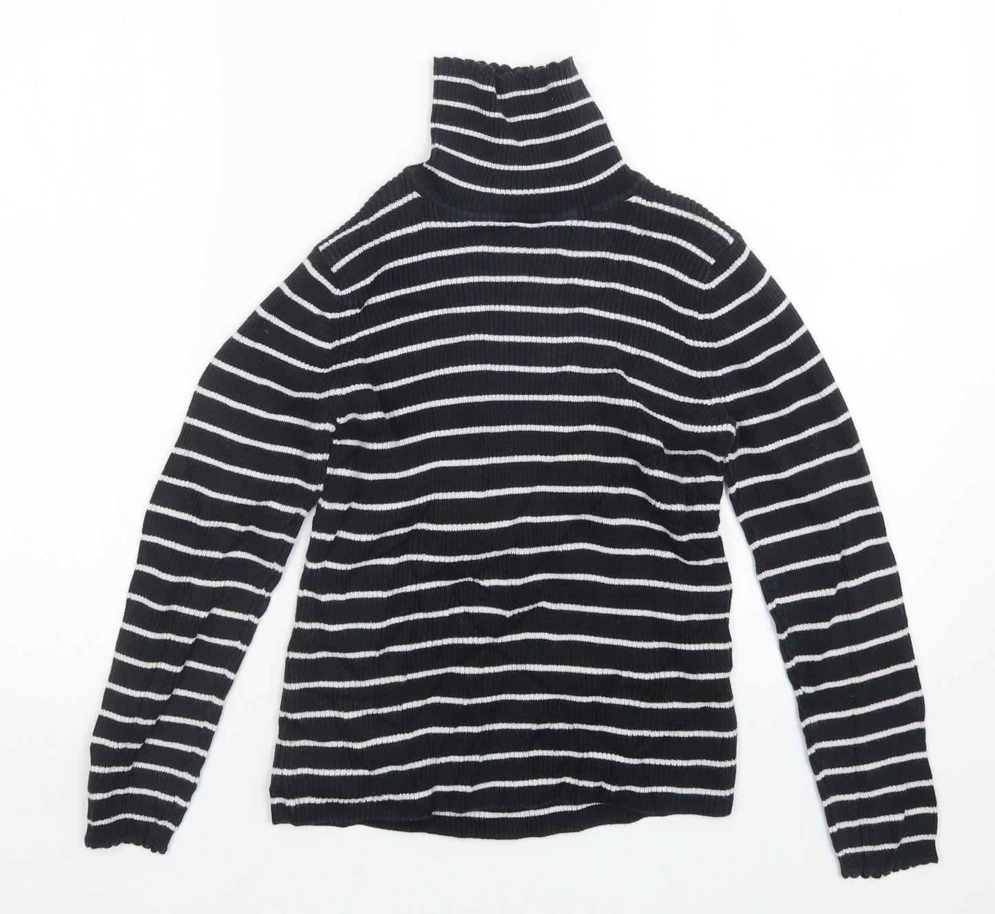 George Girls Black Striped Knit Pullover Jumper Size 10-11 Years