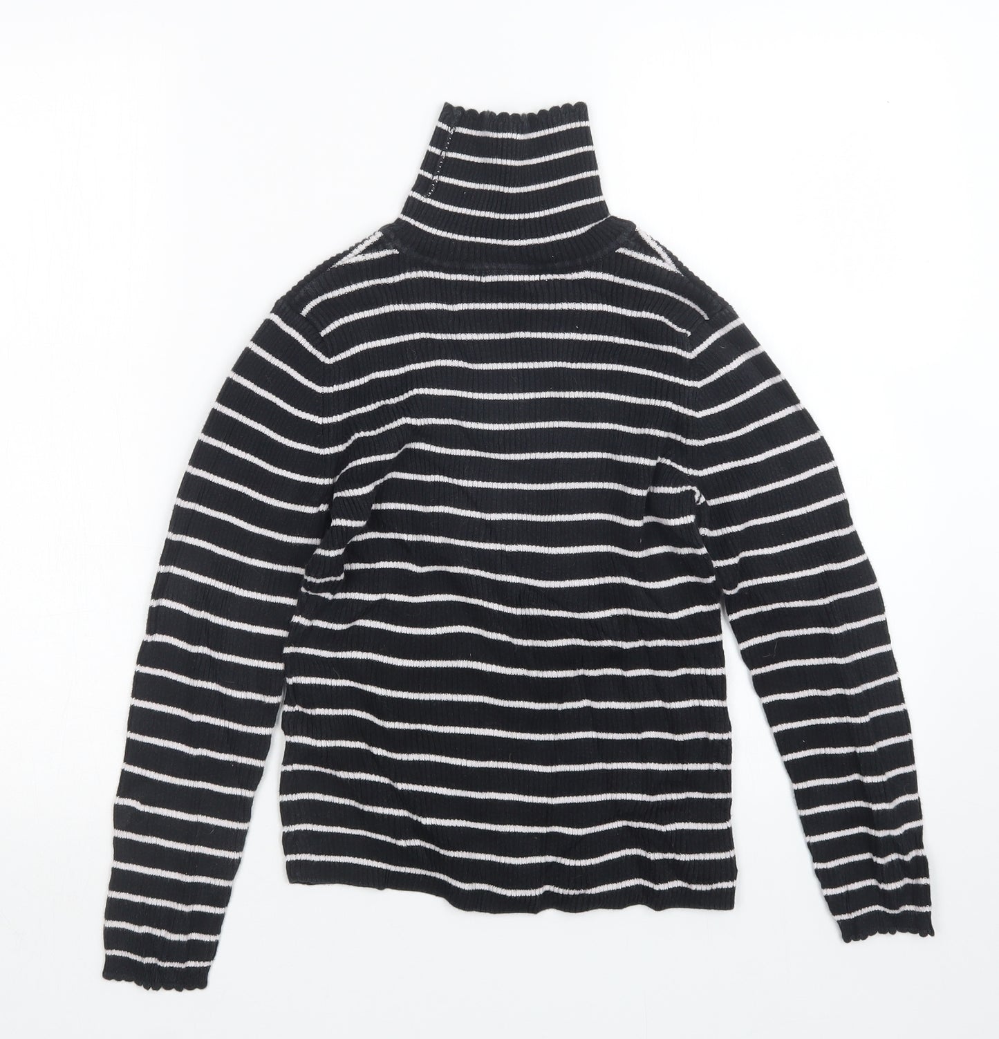 George Girls Black Striped Knit Pullover Jumper Size 10-11 Years