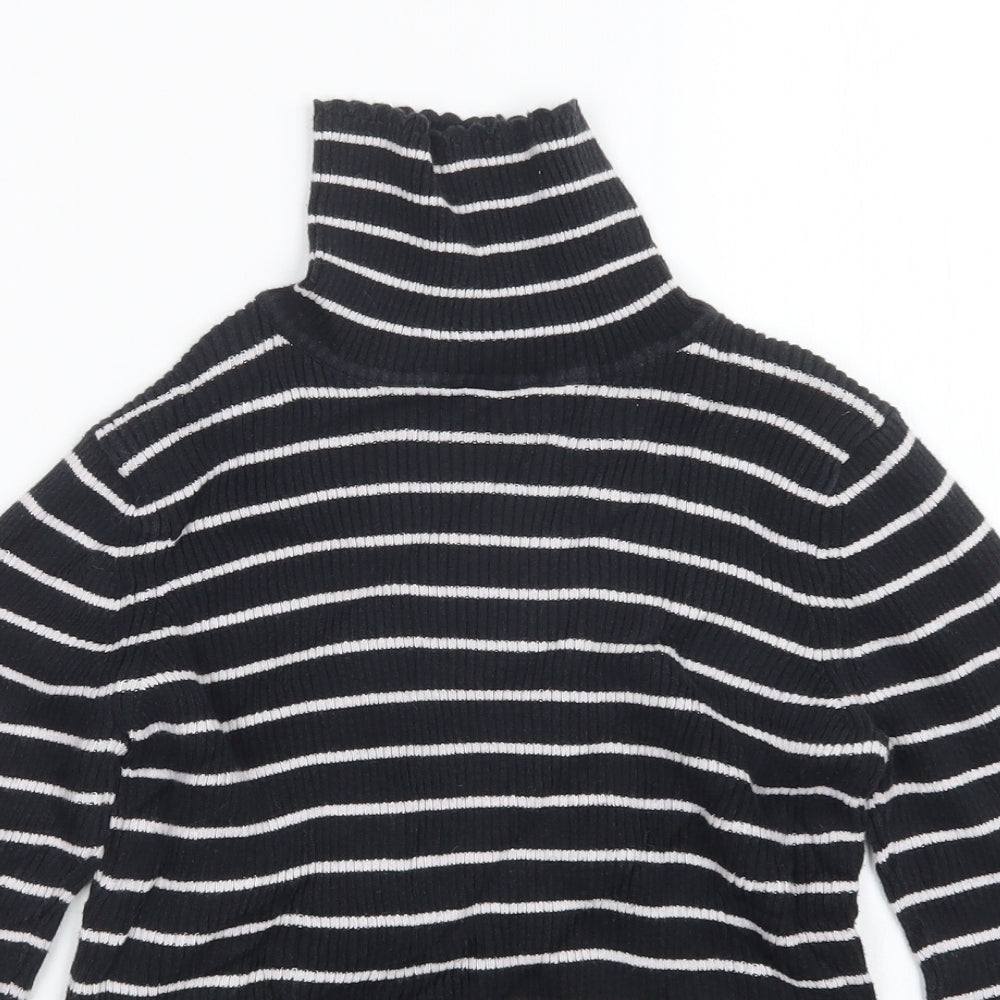 George Girls Black Striped Knit Pullover Jumper Size 10-11 Years