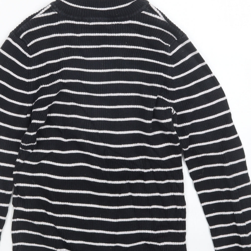 George Girls Black Striped Knit Pullover Jumper Size 10-11 Years