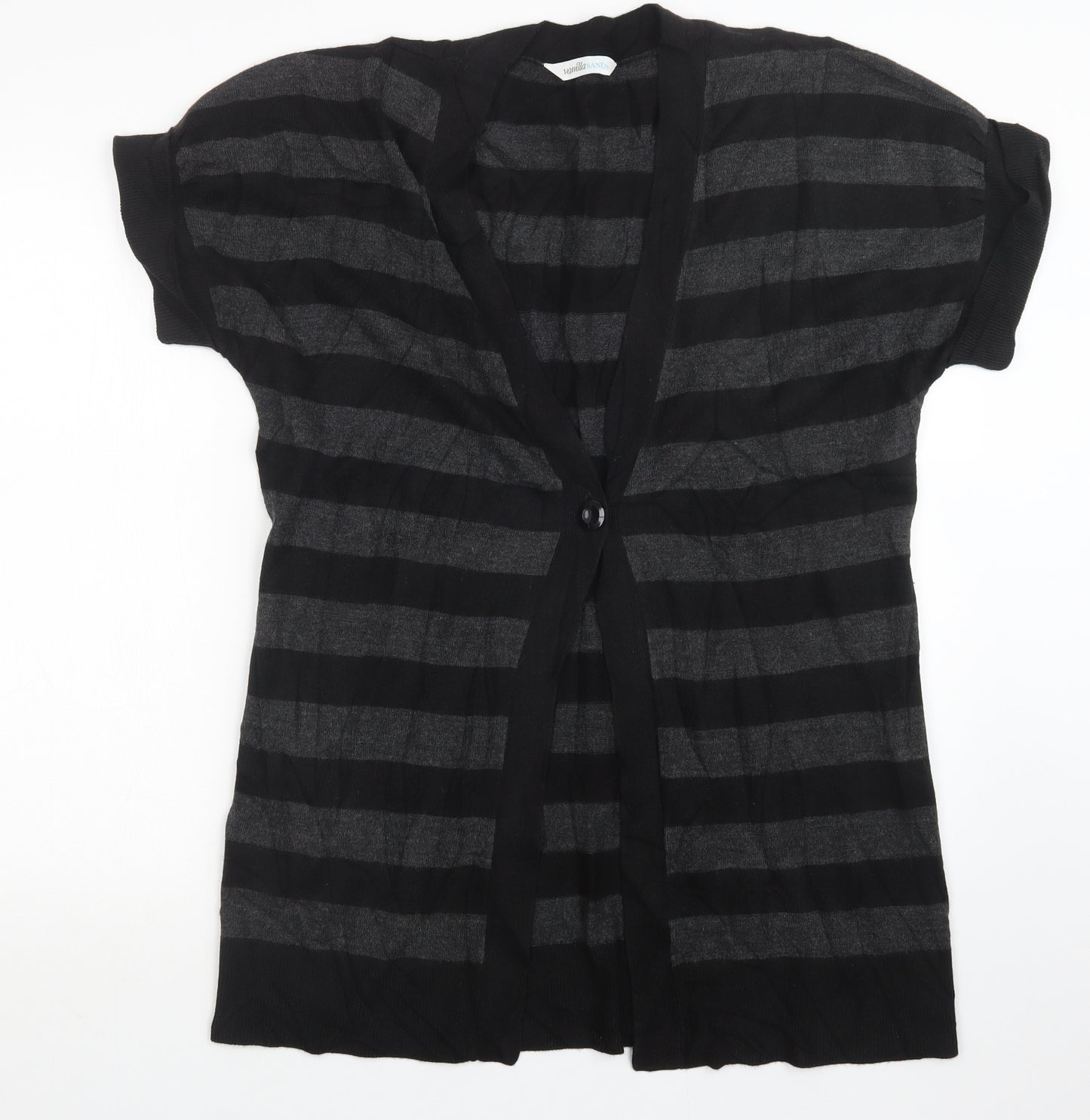 BHS Womens Grey Striped Knit Cardigan Jumper Size 18