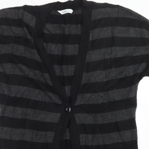 BHS Womens Grey Striped Knit Cardigan Jumper Size 18