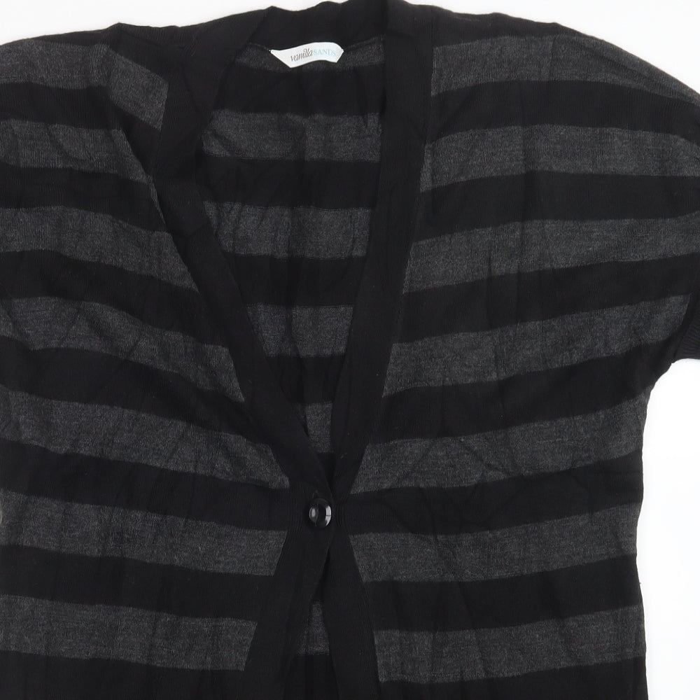 BHS Womens Grey Striped Knit Cardigan Jumper Size 18