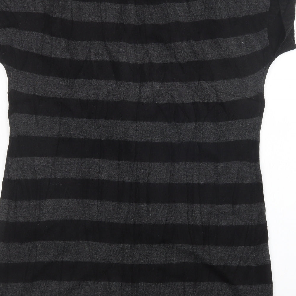 BHS Womens Grey Striped Knit Cardigan Jumper Size 18