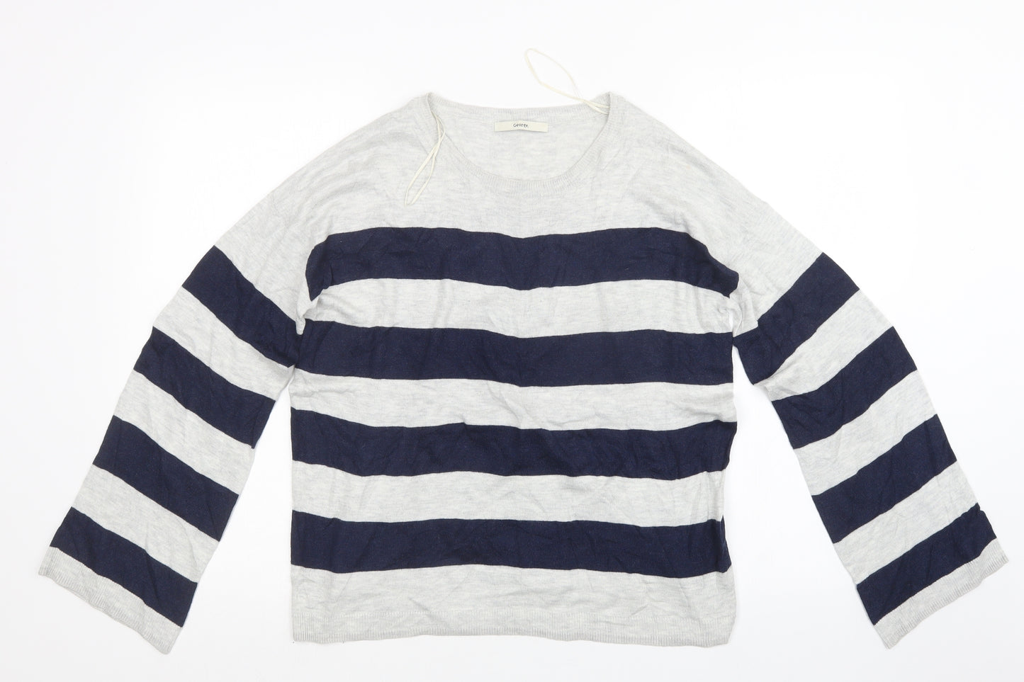 George Womens Grey Striped  Basic T-Shirt Size 12