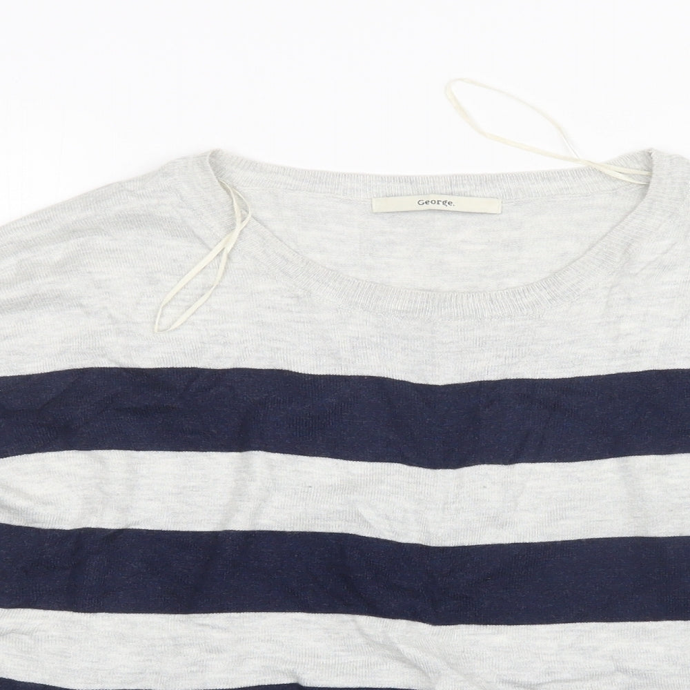 George Womens Grey Striped  Basic T-Shirt Size 12