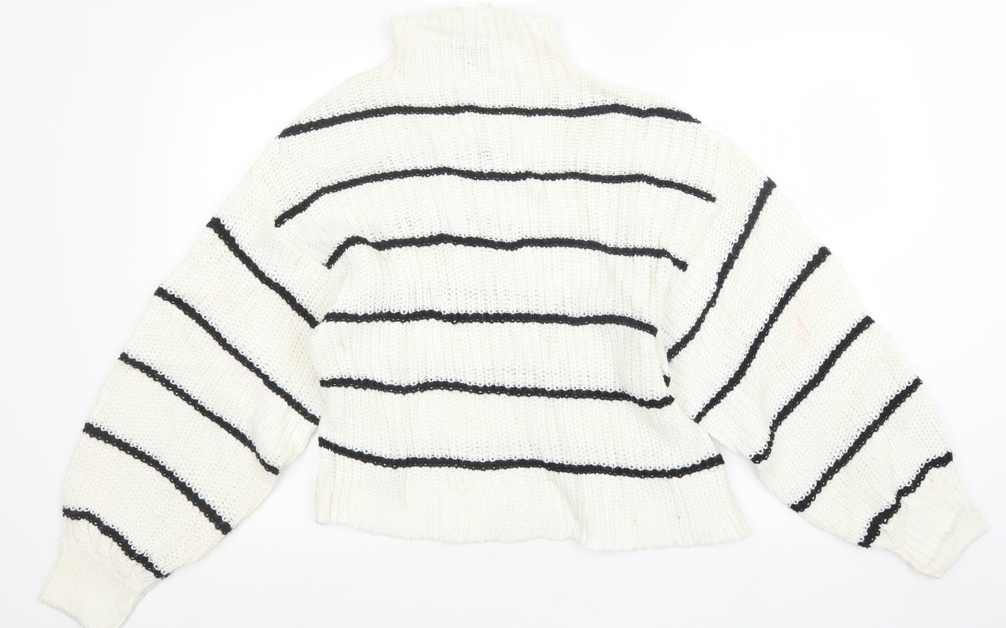 New Look Womens Black Striped Knit Pullover Jumper Size M