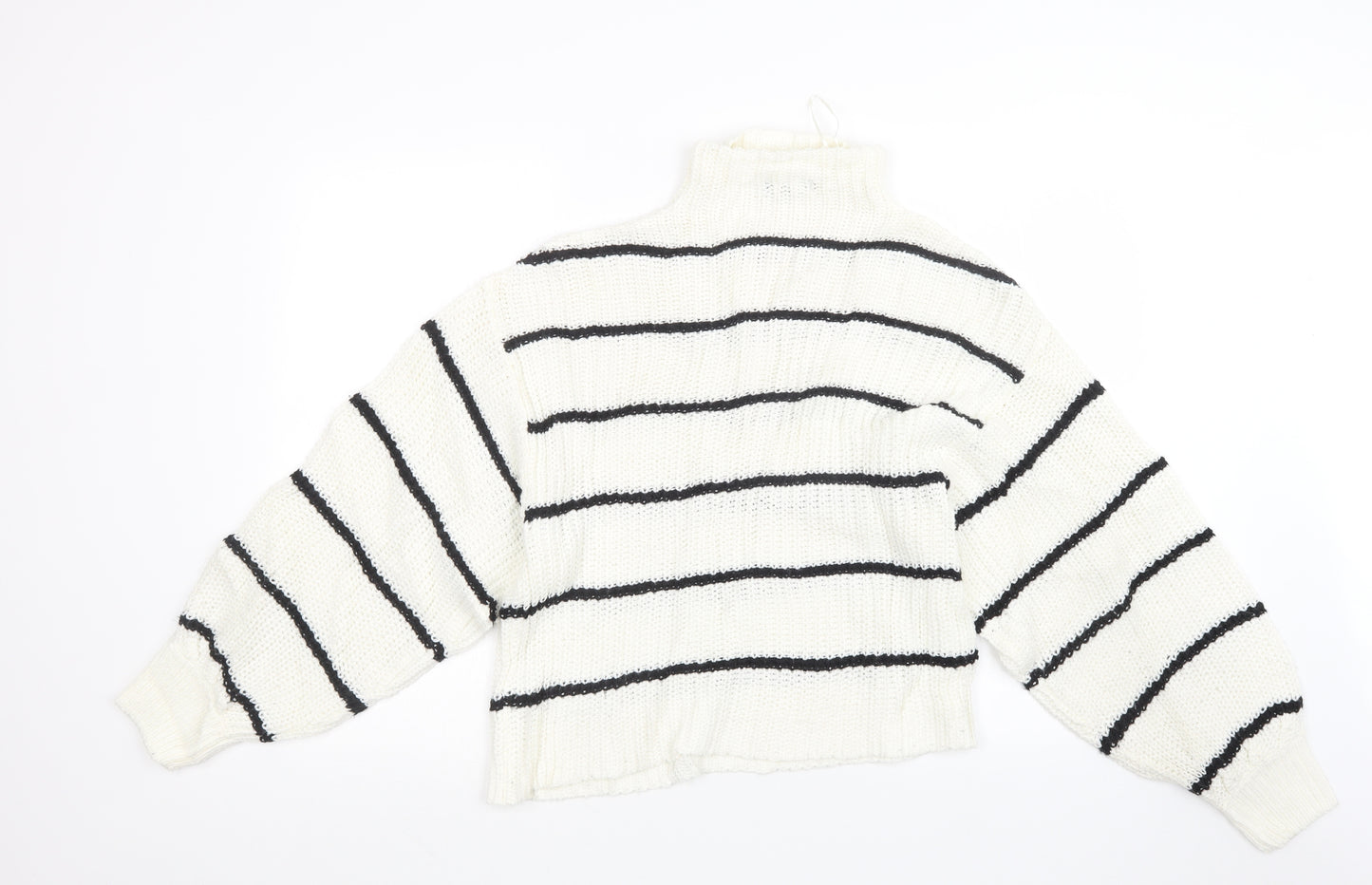 New Look Womens Black Striped Knit Pullover Jumper Size M