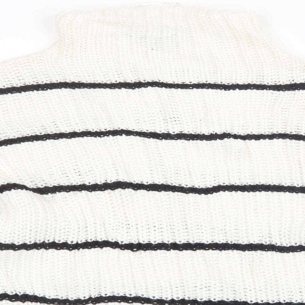 New Look Womens Black Striped Knit Pullover Jumper Size M