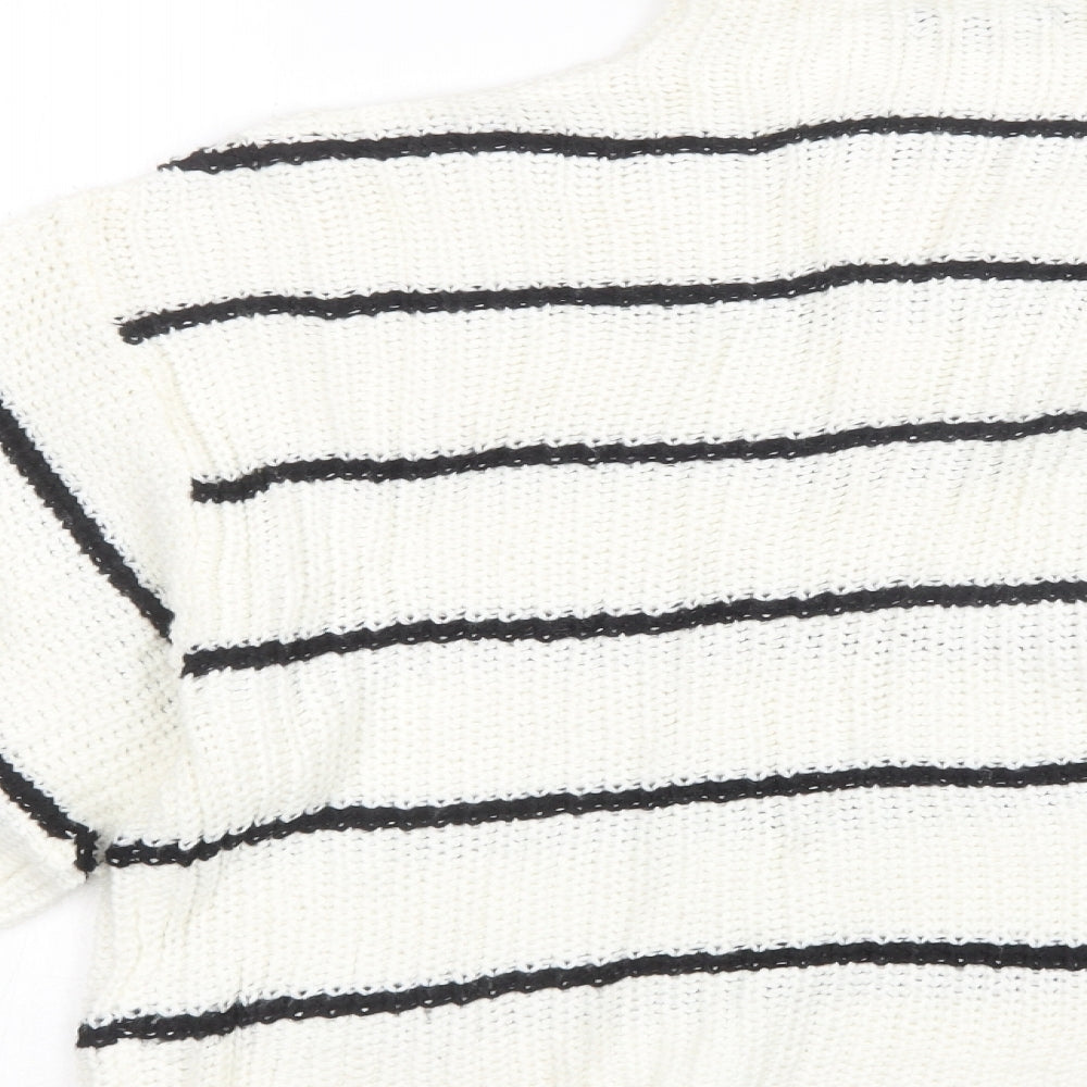 New Look Womens Black Striped Knit Pullover Jumper Size M