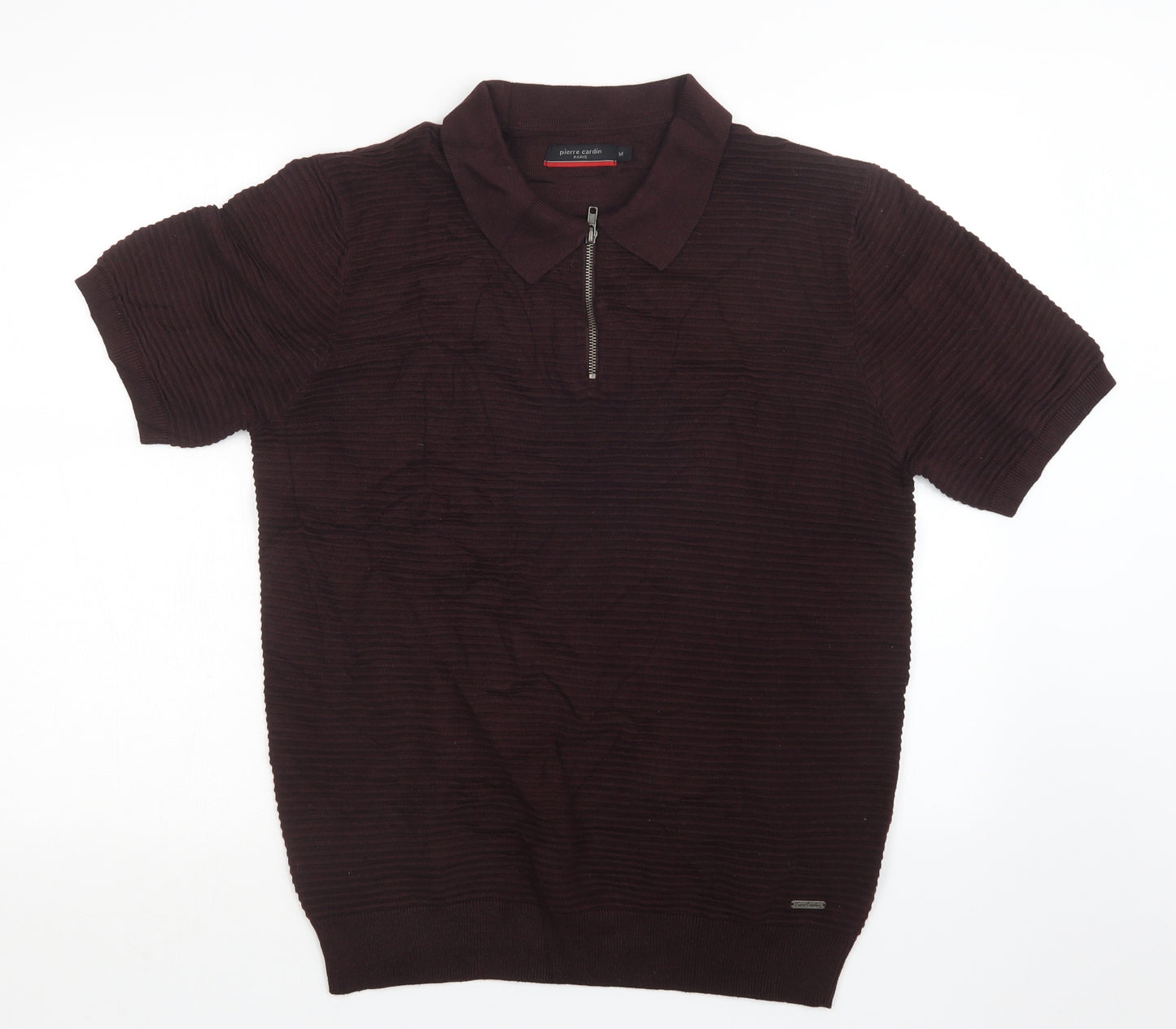 Pierre Cardin Mens Purple  Knit  Polo Size M