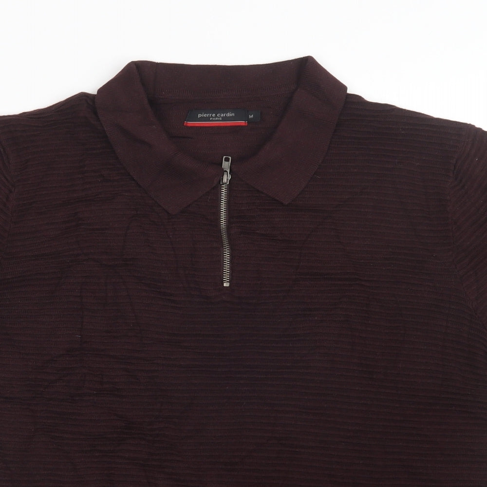 Pierre Cardin Mens Purple  Knit  Polo Size M