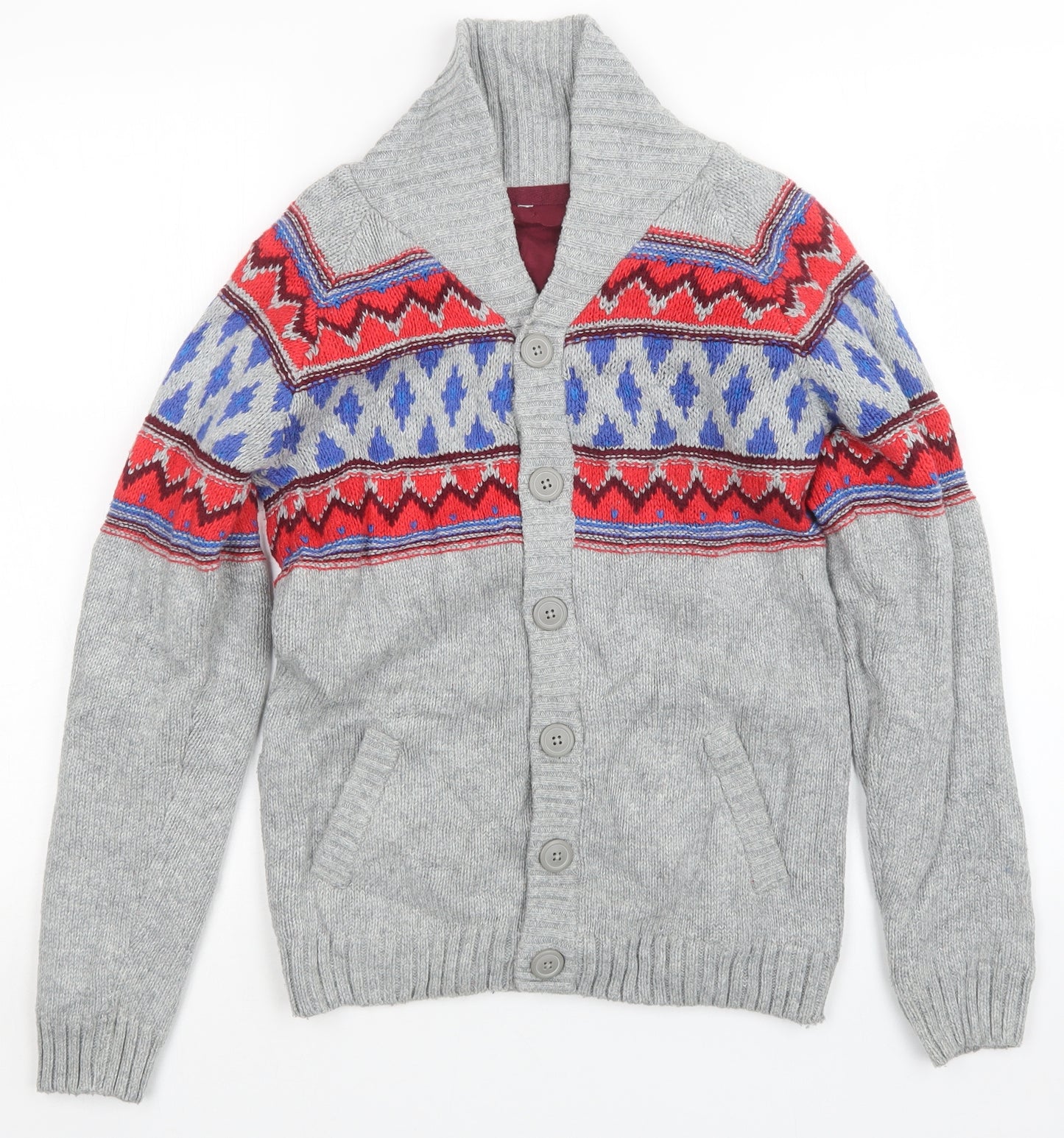Marks and Spencer Boys Grey  Knit Cardigan Jumper Size 13-14 Years