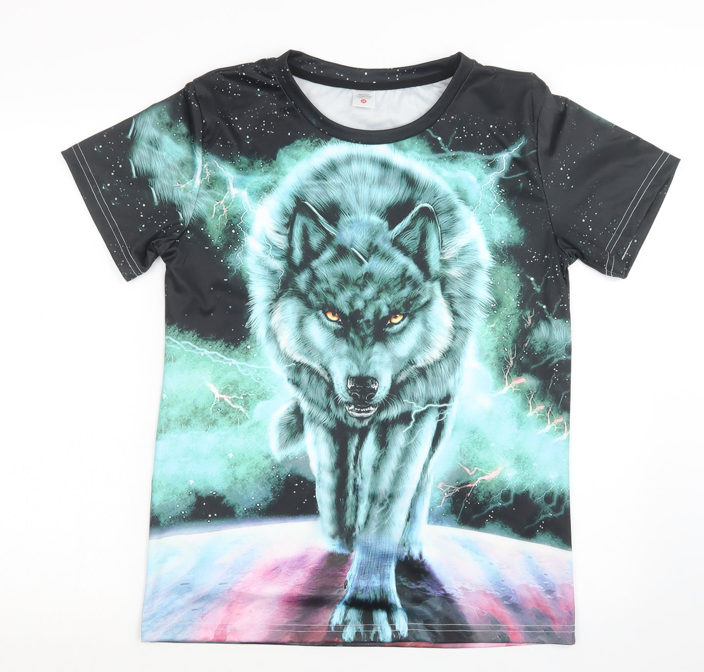 Preworn Mens Black Geometric   T-Shirt Size M  - Wolf