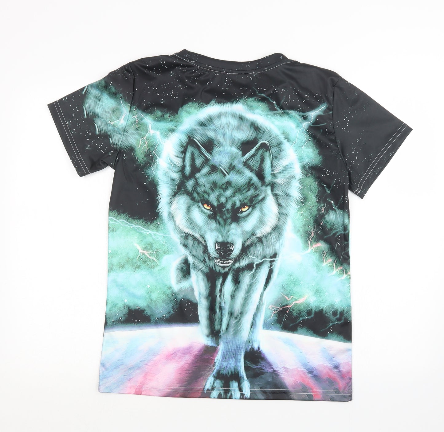 Preworn Mens Black Geometric   T-Shirt Size M  - Wolf