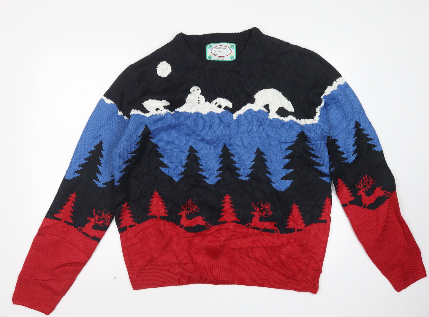 Cedar Wood State Mens Blue Geometric Knit Pullover Jumper Size XL  - Christmas