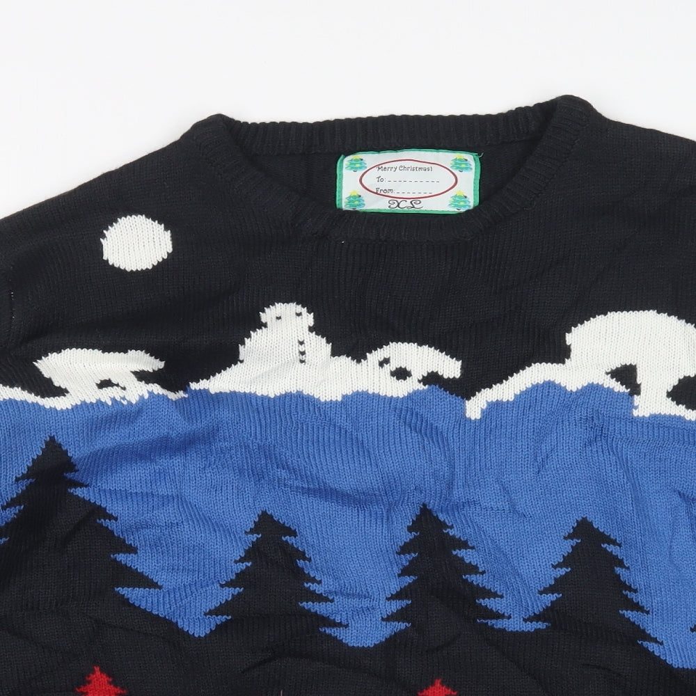 Cedar Wood State Mens Blue Geometric Knit Pullover Jumper Size XL  - Christmas