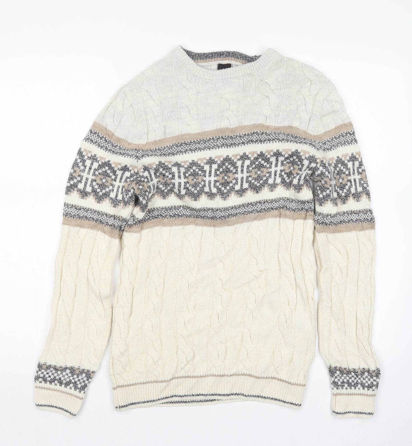 River Island Mens Beige  Knit Pullover Jumper Size XS