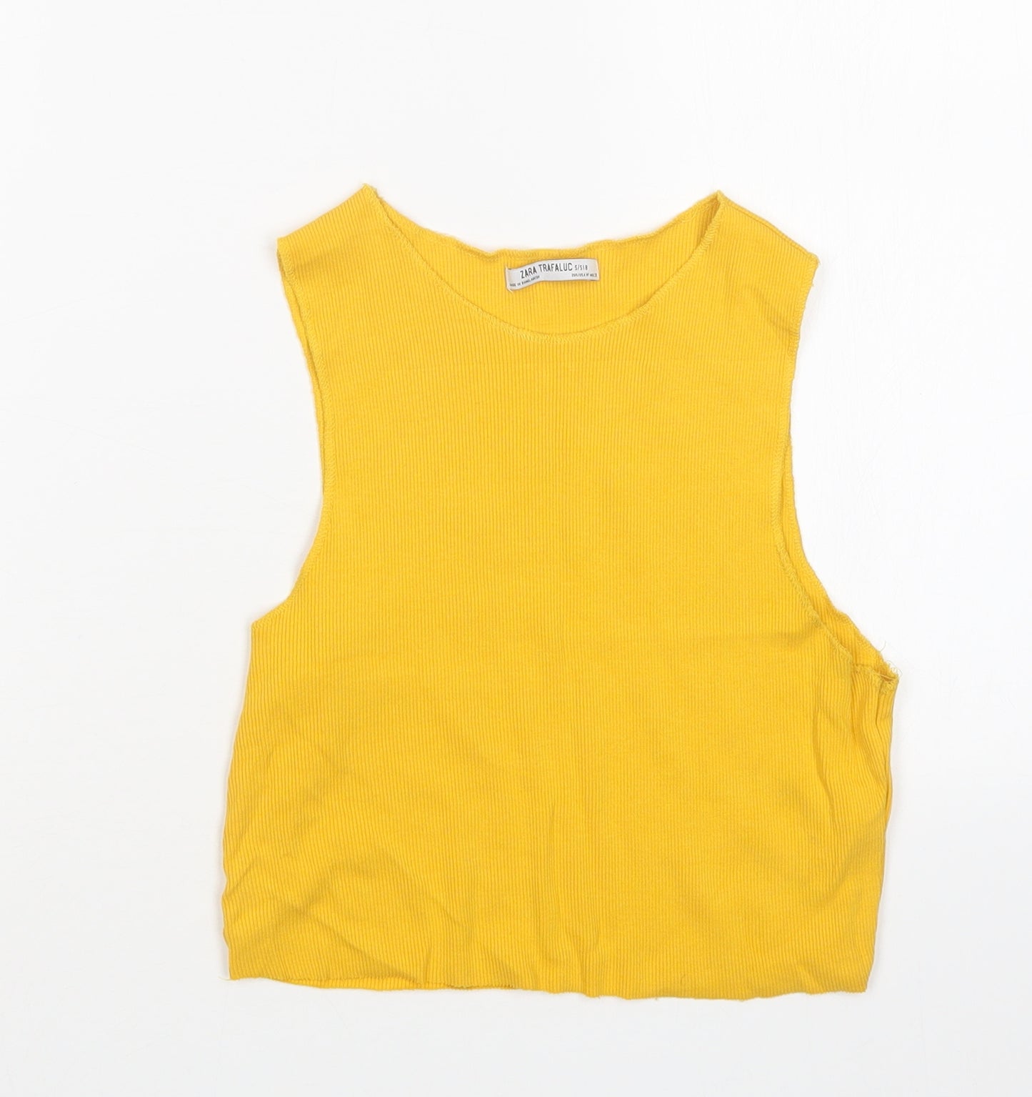 Zara Womens Yellow   Cropped T-Shirt Size M