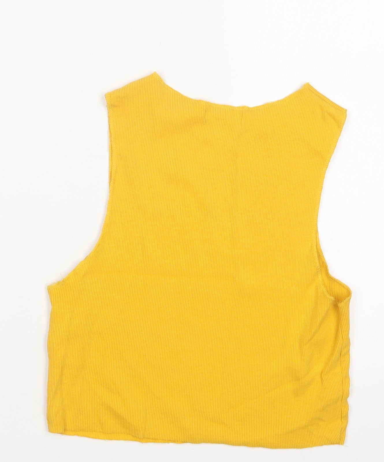 Zara Womens Yellow   Cropped T-Shirt Size M