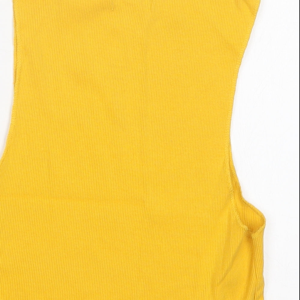 Zara Womens Yellow   Cropped T-Shirt Size M