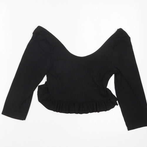 Nasty Gal Womens Black   Cropped T-Shirt Size 8