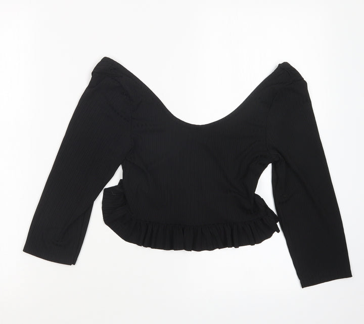 Nasty Gal Womens Black Cropped T-Shirt Size 8