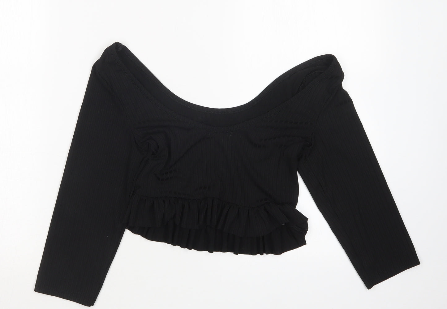 Nasty Gal Womens Black   Cropped T-Shirt Size 8