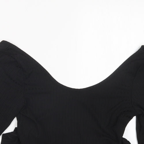 Nasty Gal Womens Black   Cropped T-Shirt Size 8
