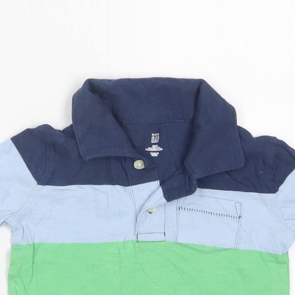 Gap Boys Blue Striped  Basic Polo Size 12-18 Months