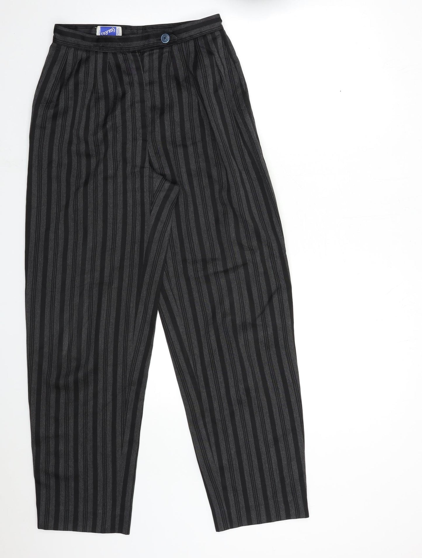 Preworn Womens Black Striped  Trousers  Size 12 L29 in