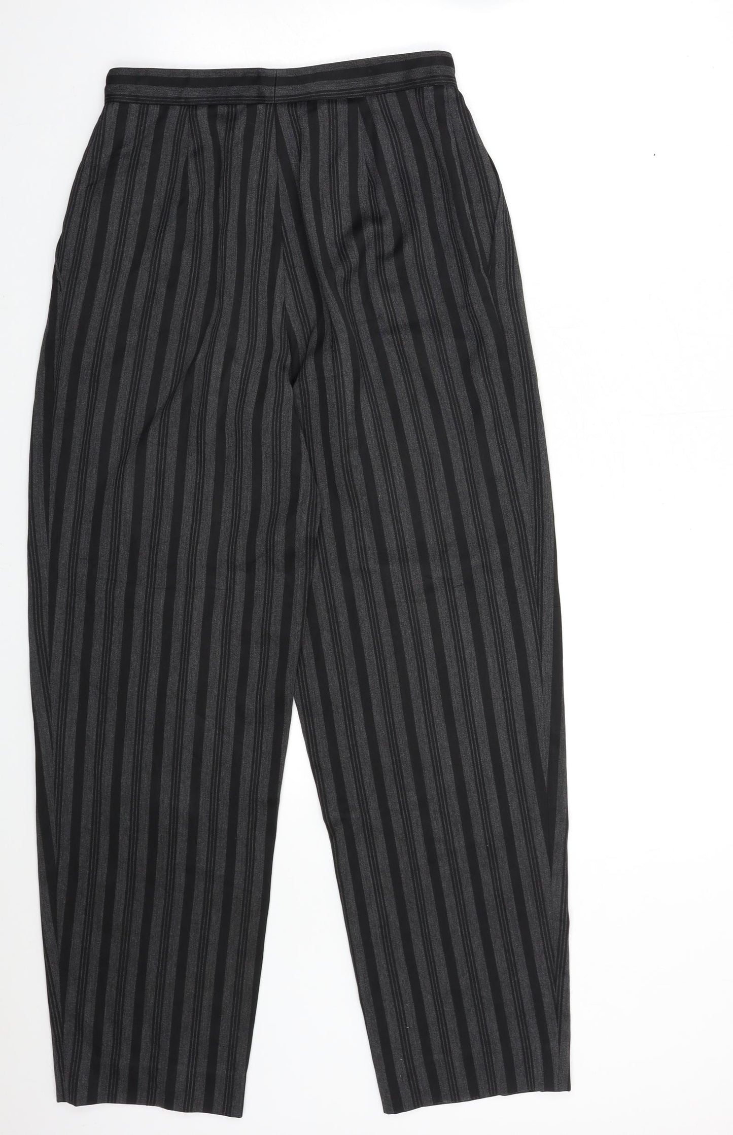 Preworn Womens Black Striped  Trousers  Size 12 L29 in