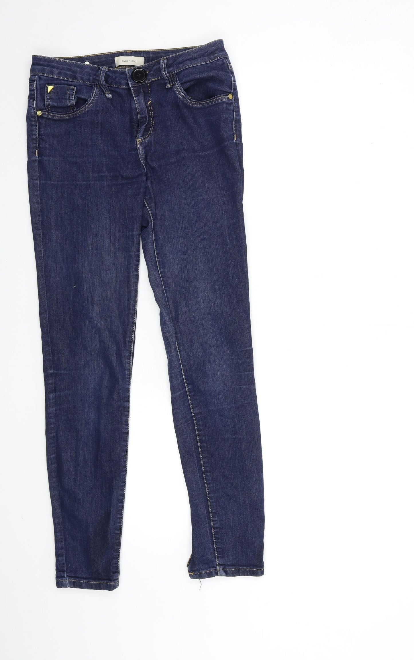 River Island Womens Blue  Denim Skinny Jeans Size 10 L28 in - ankle zip