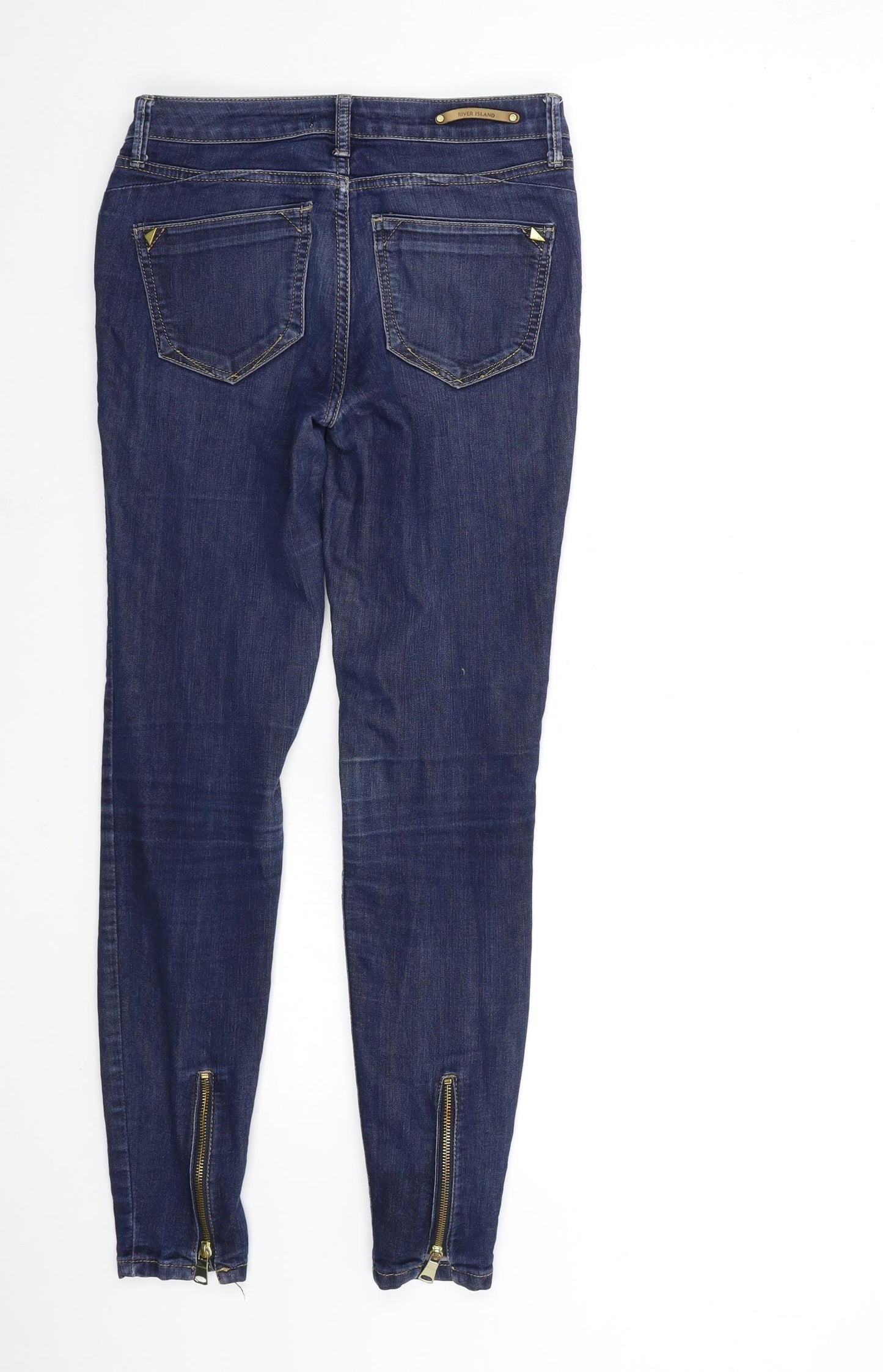 River Island Womens Blue  Denim Skinny Jeans Size 10 L28 in - ankle zip