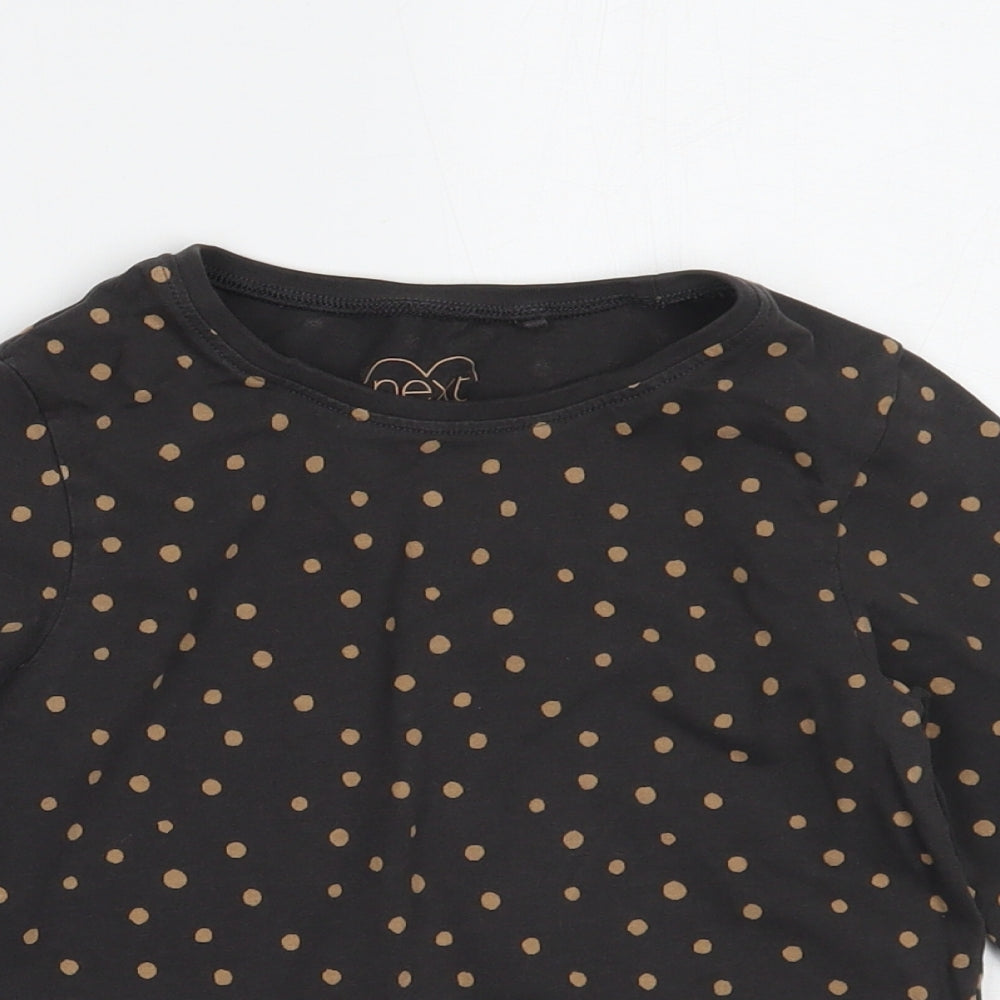 NEXT Girls Brown Polka Dot  Basic T-Shirt Size 5-6 Years