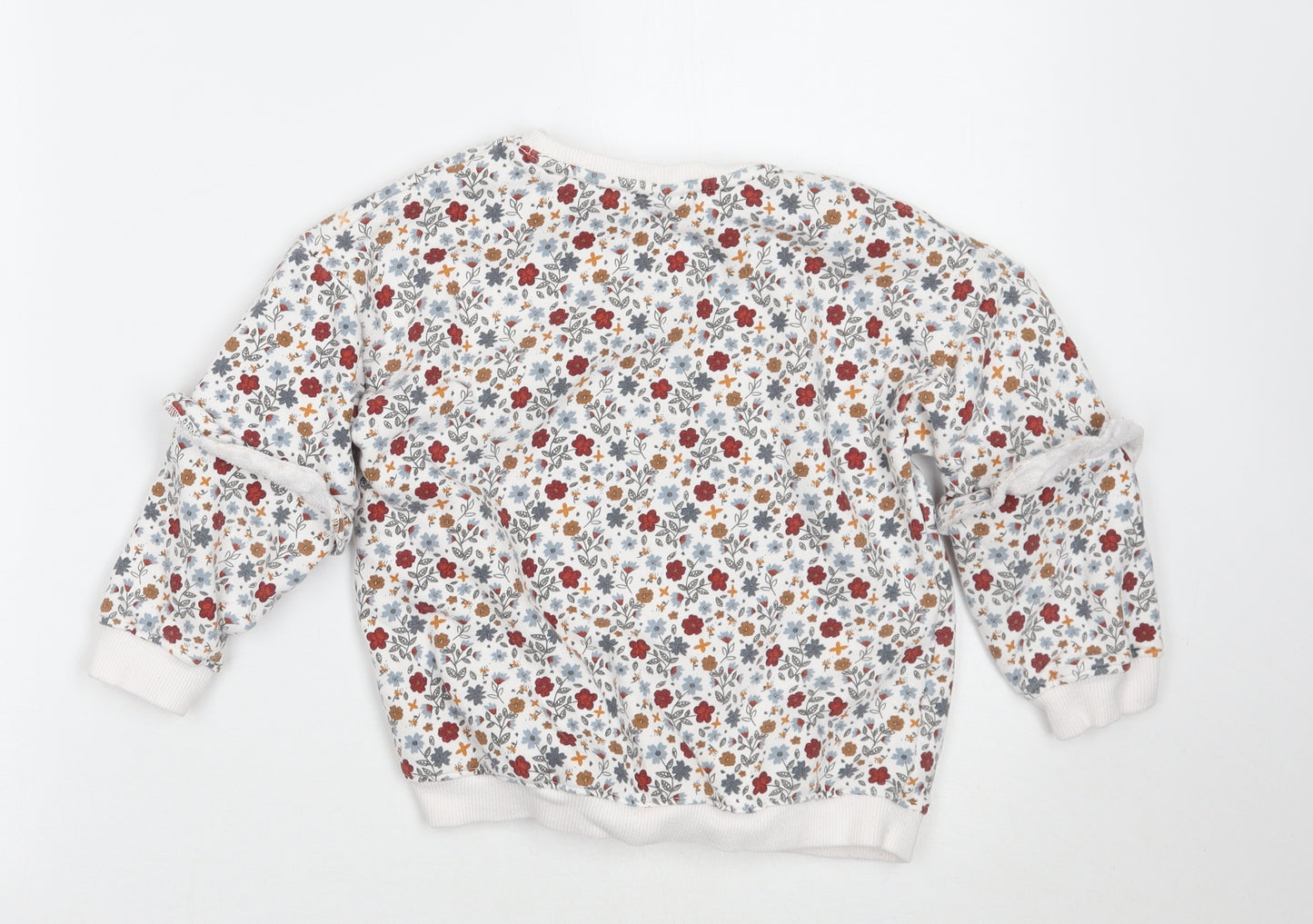 Miffy Girls White Floral  Pullover Jumper Size 5-6 Years