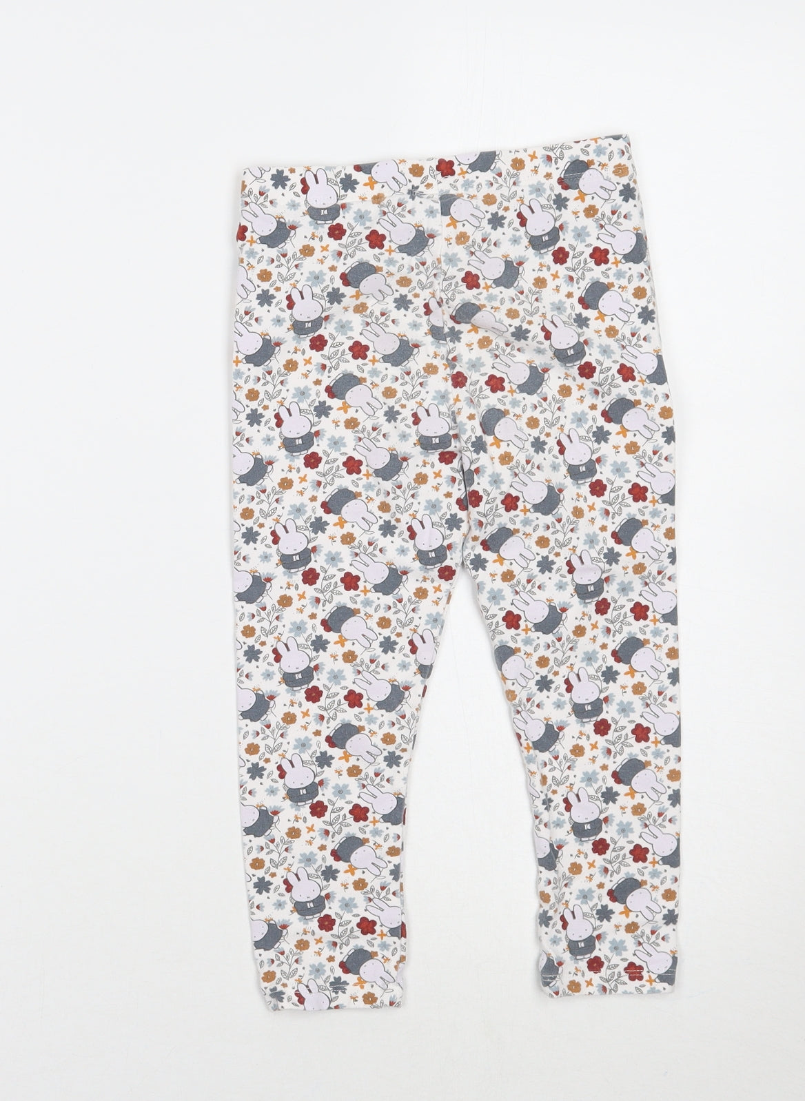 NEXT Girls White Floral  Sweatpants Trousers Size 5-6 Years - Miffy