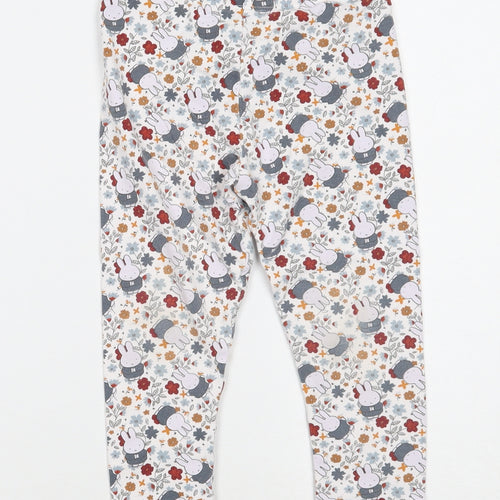 NEXT Girls White Floral  Sweatpants Trousers Size 5-6 Years - Miffy